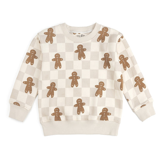 Sweet Wink Ivory | Gingerbread Checkered Sweatshirt