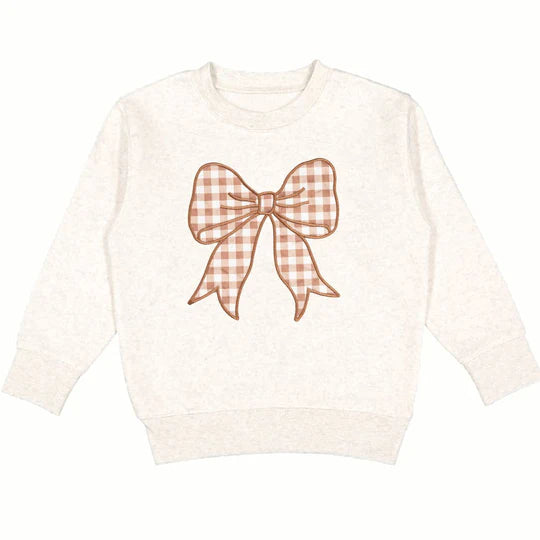 Sweet Wink Natural | Gingham Bow Patch Sweatshirt