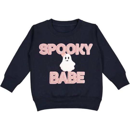 Sweet Wink Black | Spooky Babe Patch Halloween Sweatshirt