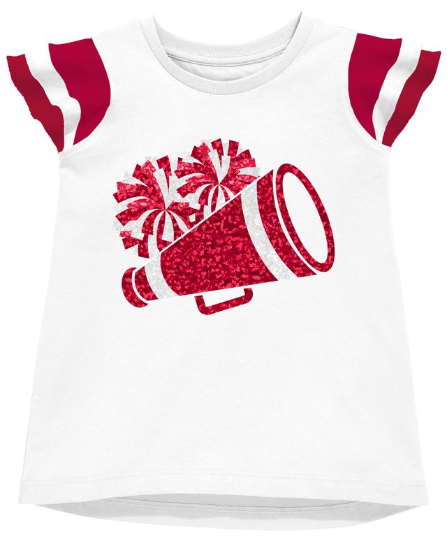 Azarhia Crimson | Shimmer Ruffle Sleeve Sequin Cheer Game Day Shirt