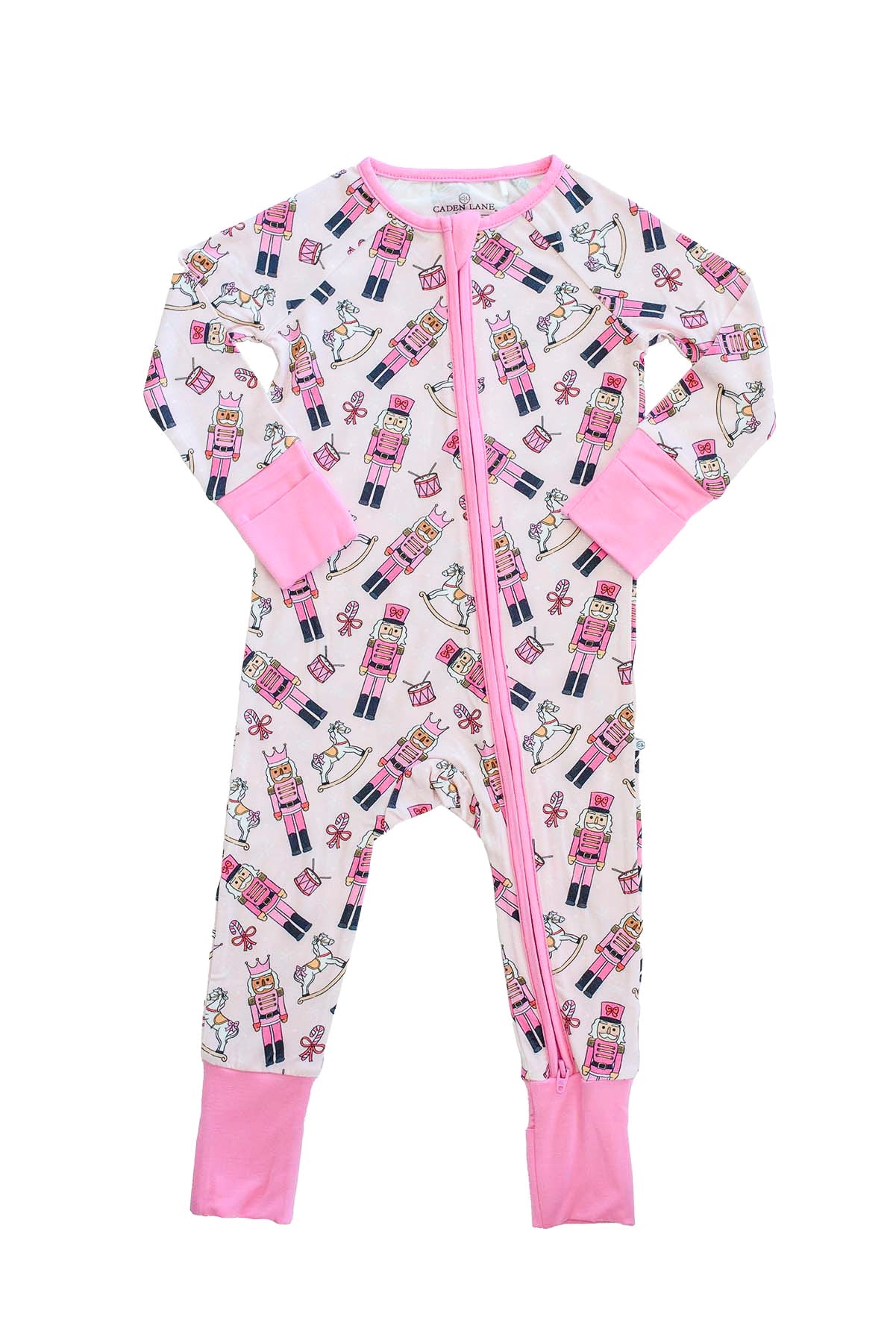 Caden Lane Pink | Toy Soldier Bamboo Convertible Zipper Romper
