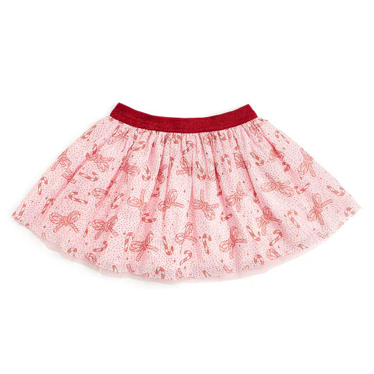 Sweet Wink Soft Pink | Candy Cane Bow Printed Christmas Tutu