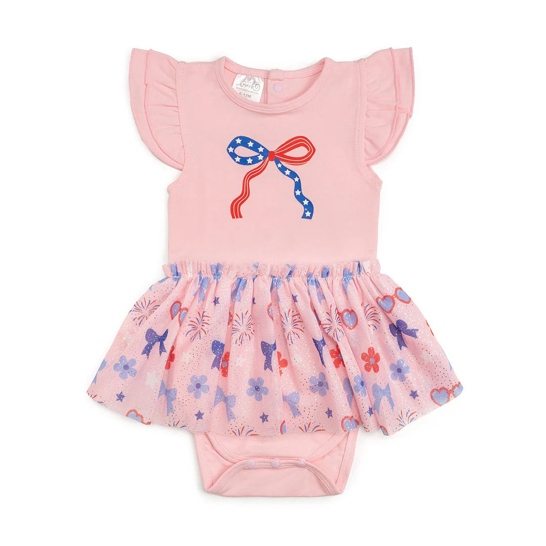 Sweet Wink Pink | Red, White, & Cute Short Sleeve Tutu Bodysuit