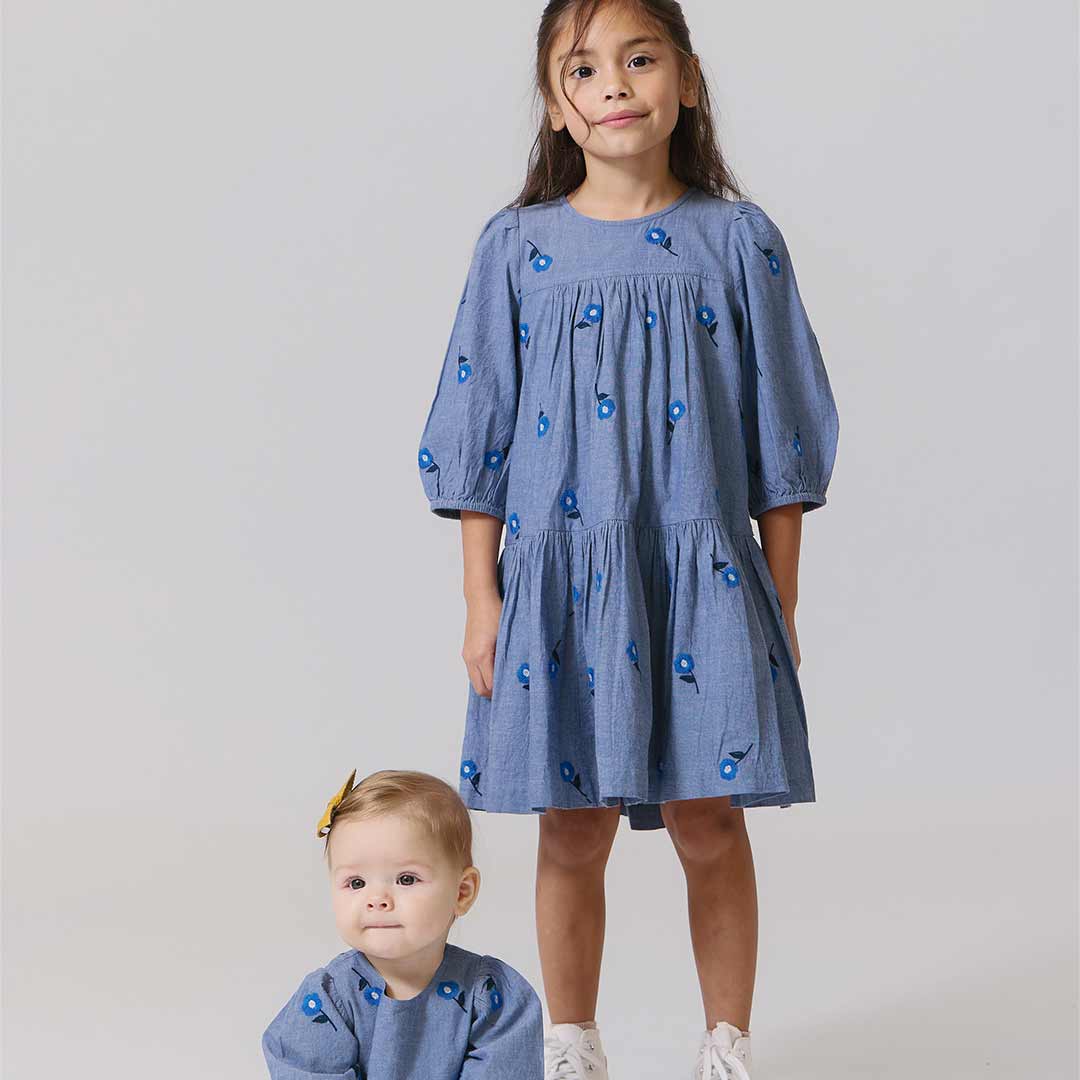 Pink Chicken Blue Blossom | Fiona Embroidery Dress