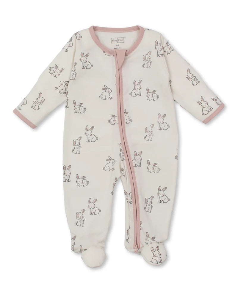Kissy Kissy Pink Bunny Buddies | Footie With Zipper