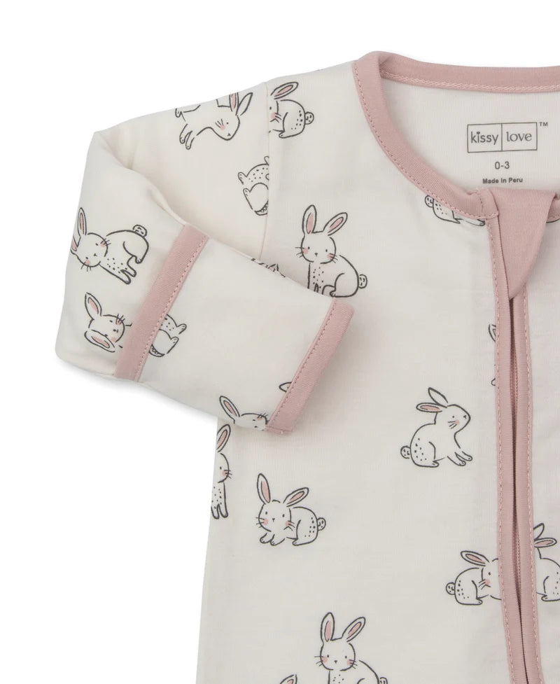 Kissy Kissy Pink Bunny Buddies | Footie With Zipper