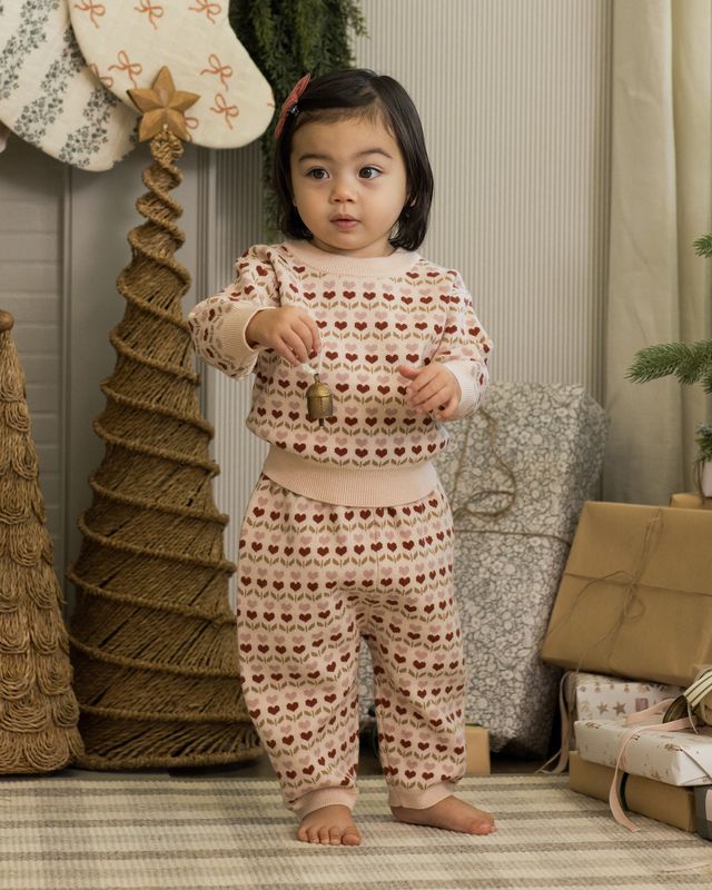 Rylee + Cru Petal Ruby Hearts | Jacquard Knit Set