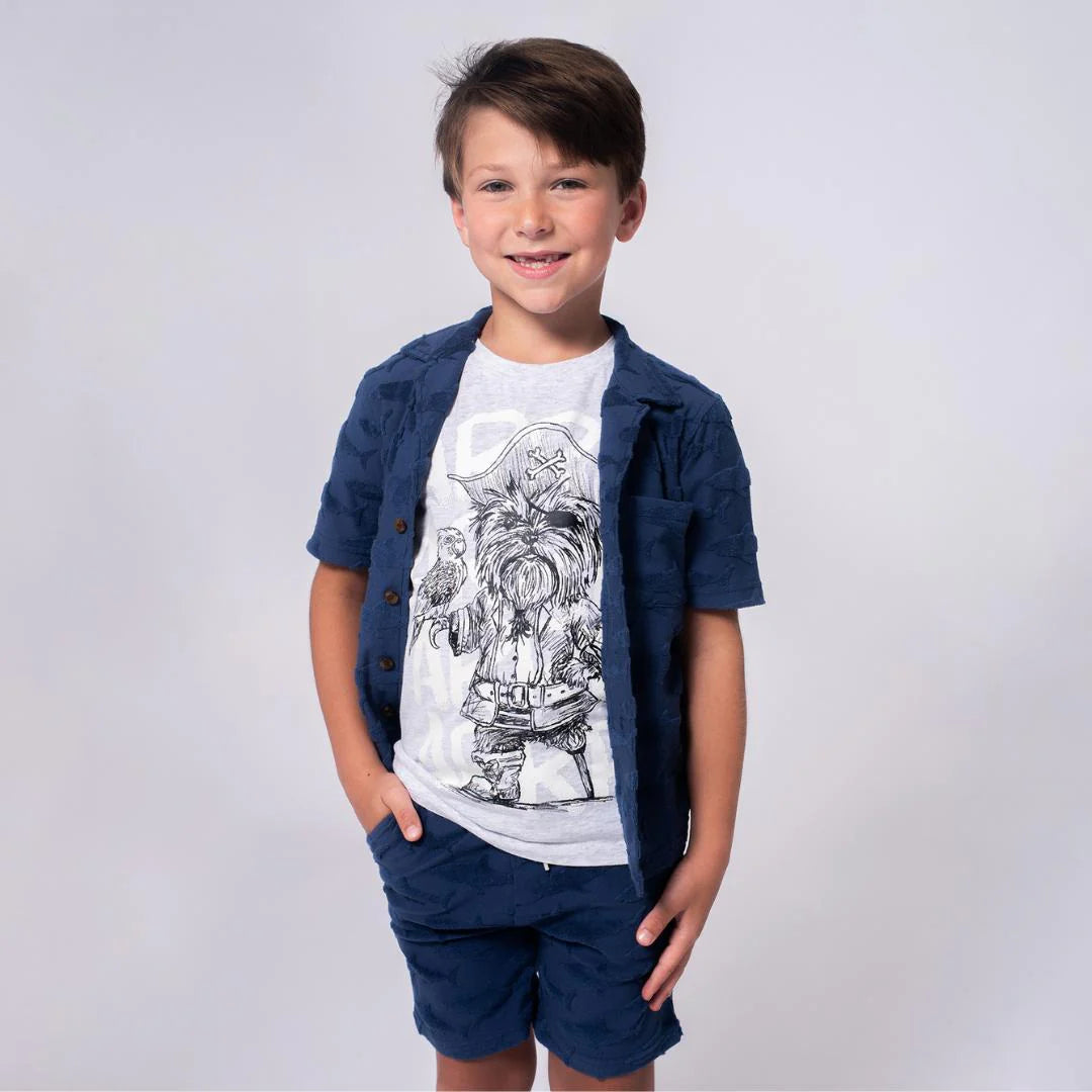 Appaman Cloud Heather | Captain York Graphic Short Sleeve