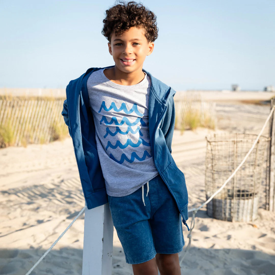 Appaman Heather Mist | Brush Waves Graphic Short Sleeve Tee