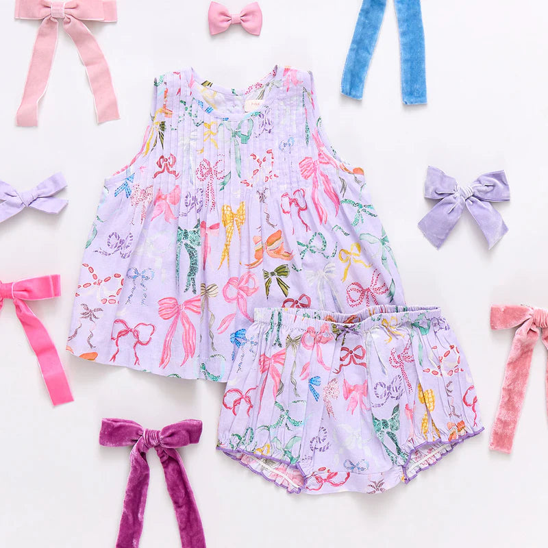 Pink Chicken Lavender Watercolor Bows | Jaipur 2 Piece Set