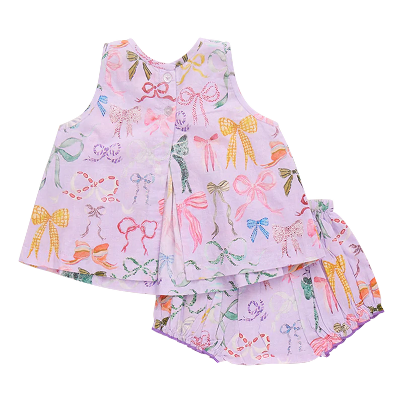 Pink Chicken Lavender Watercolor Bows | Jaipur 2 Piece Set