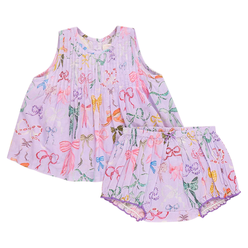 Pink Chicken Lavender Watercolor Bows | Jaipur 2 Piece Set