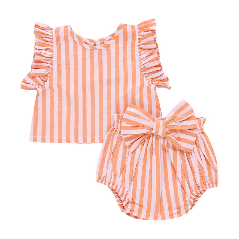 Pink Chicken Orange Pink Stripe | Abigail 2-Piece Set