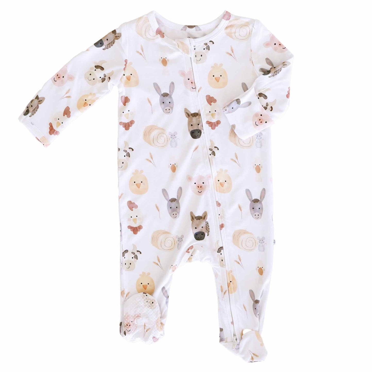 Caden Lane Cream | Barnyard Buddies Zipper Footie