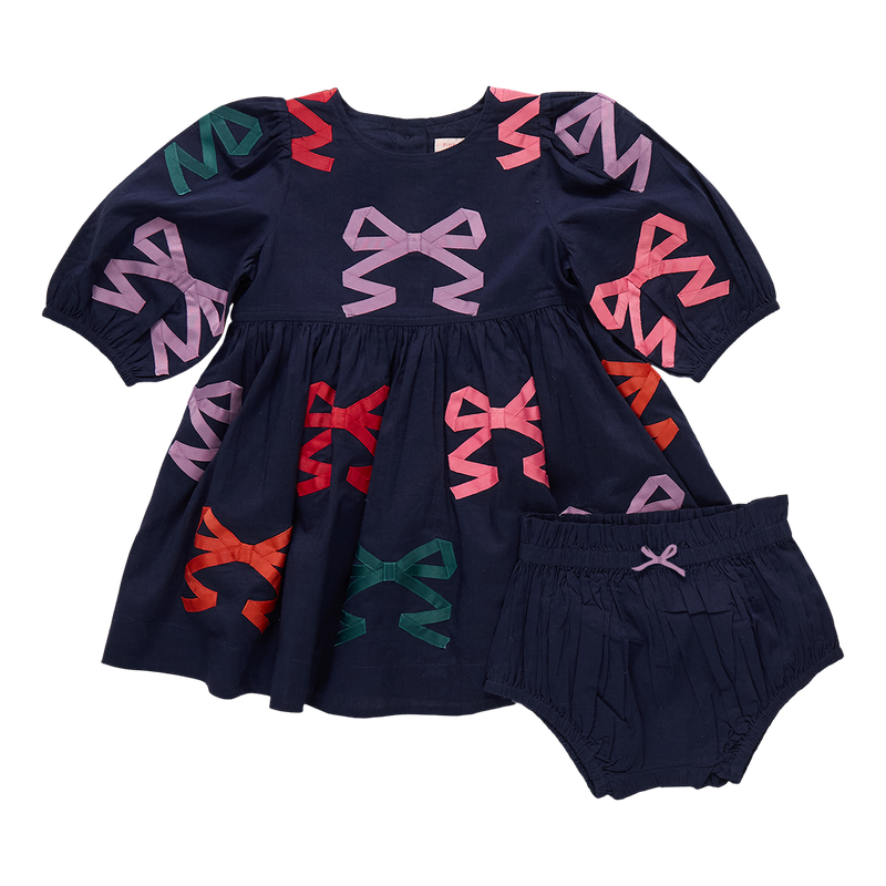 Pink Chicken Multi Bow Applique | Brooke Dress Set
