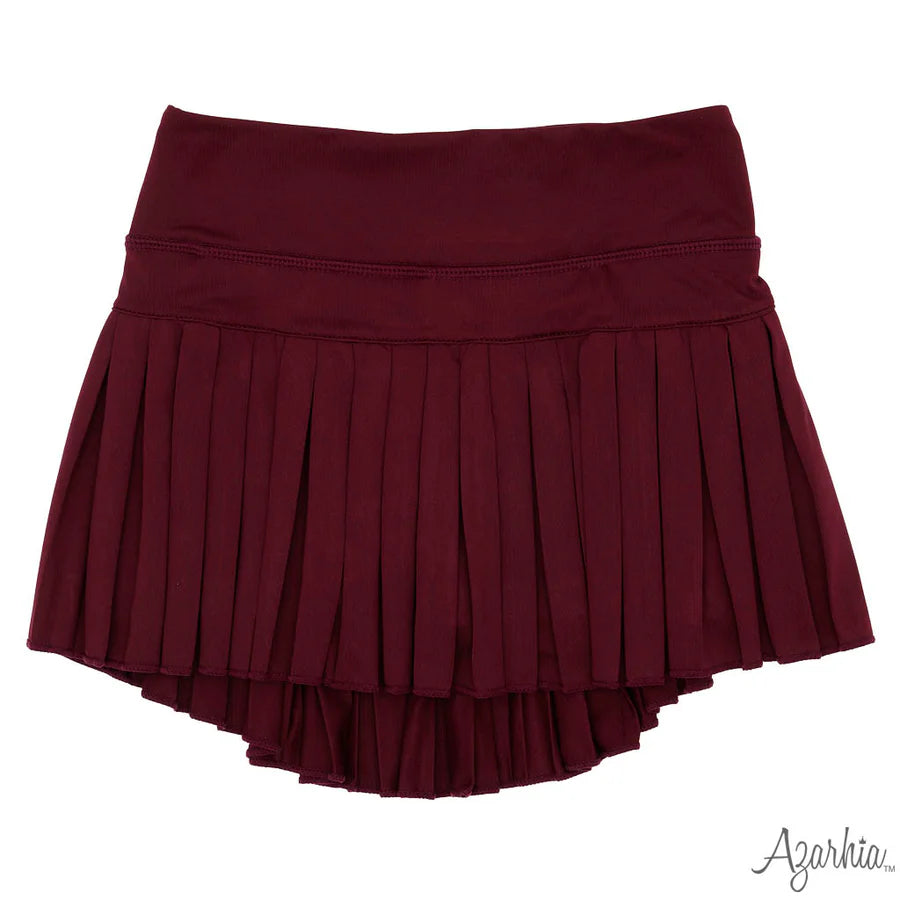 Azarhia Maroon | Solid Mini Pleated Skort