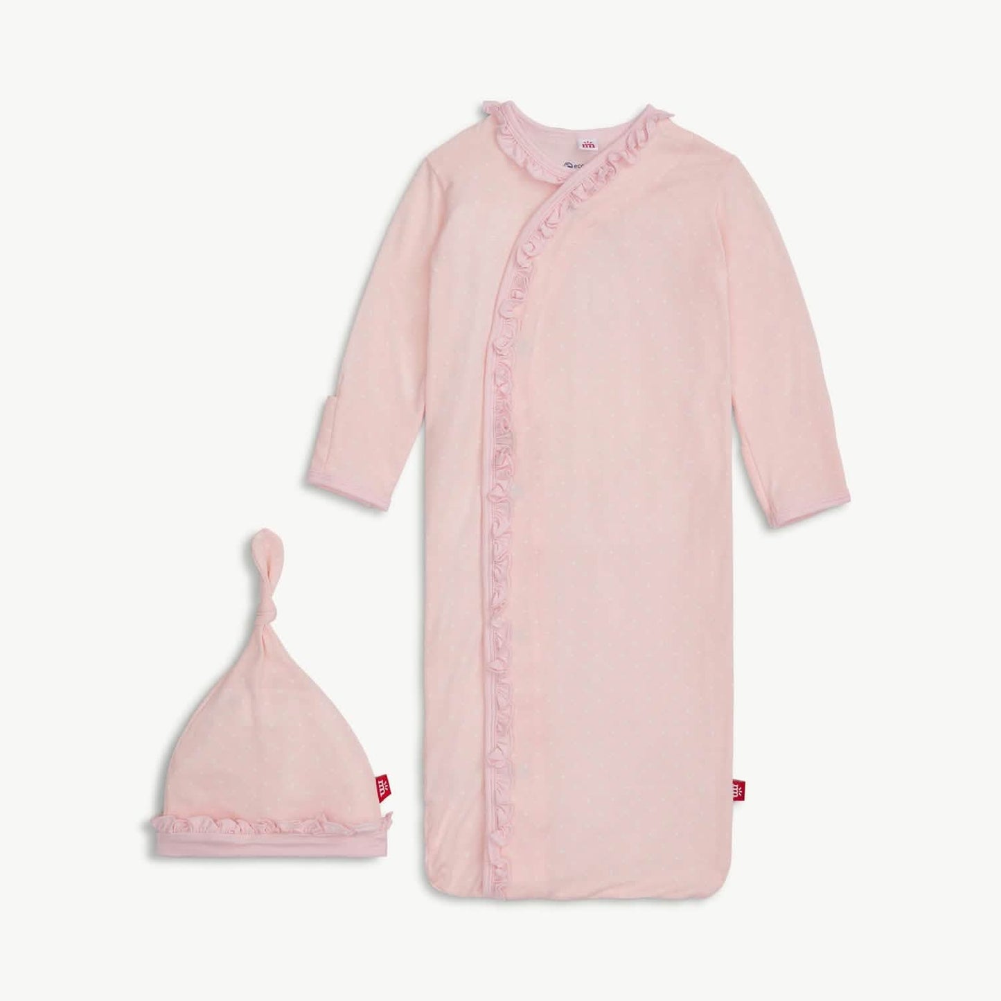Magnetic Me Pin Dot Pink | Ruffle Placket Gown + Hat Set