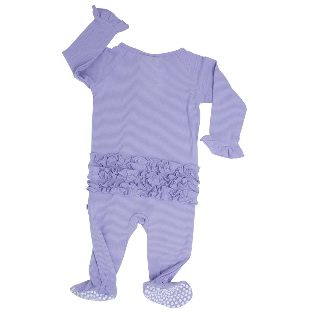 Sweet Bamboo Orchid Petal | Ribbed Ruffle Footie