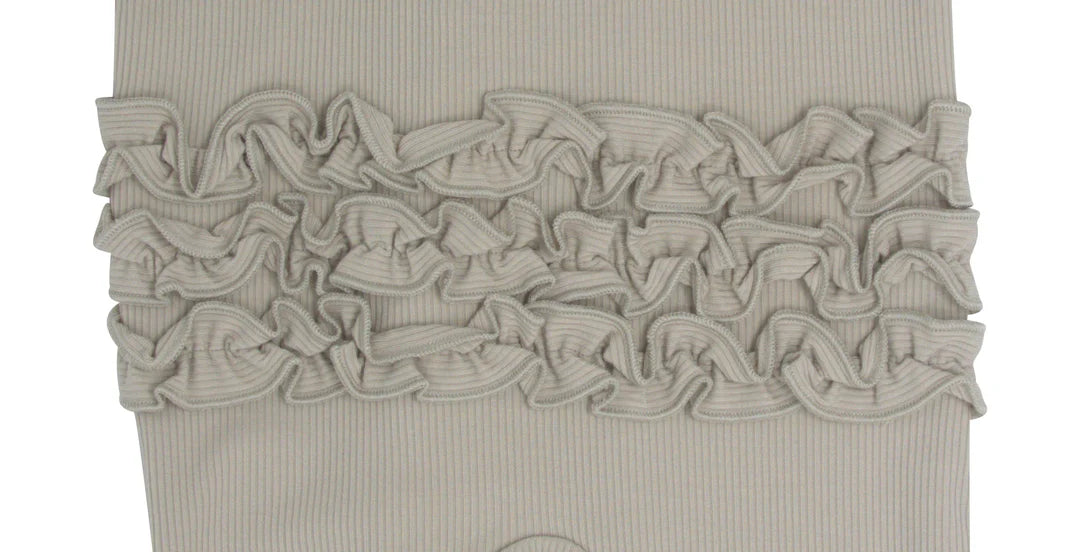 Sweet Bamboo Oatmeal Ribbed | Ruffle Footie