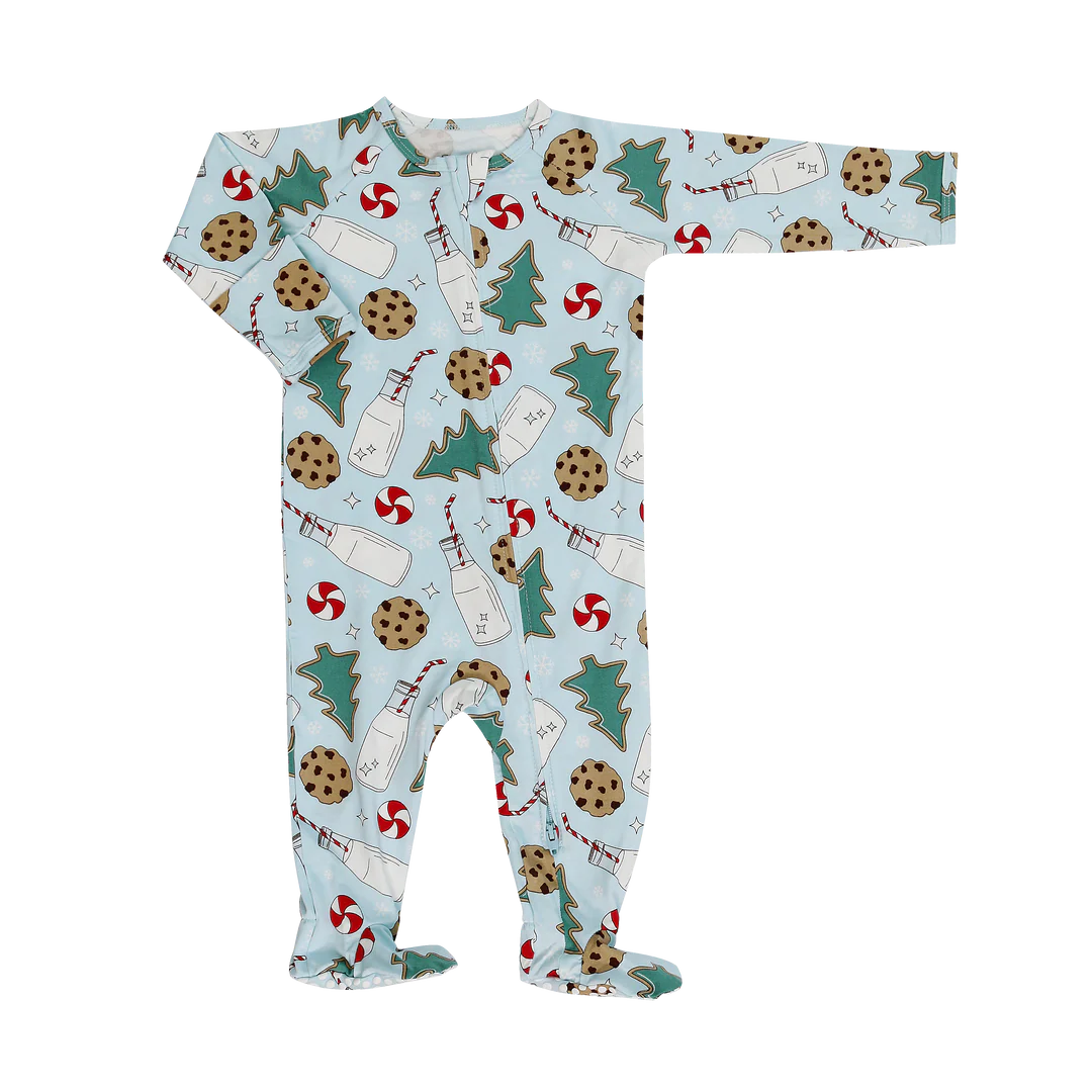 Sweet Bamboo Blue | Santa's Cookie Zipper Footie