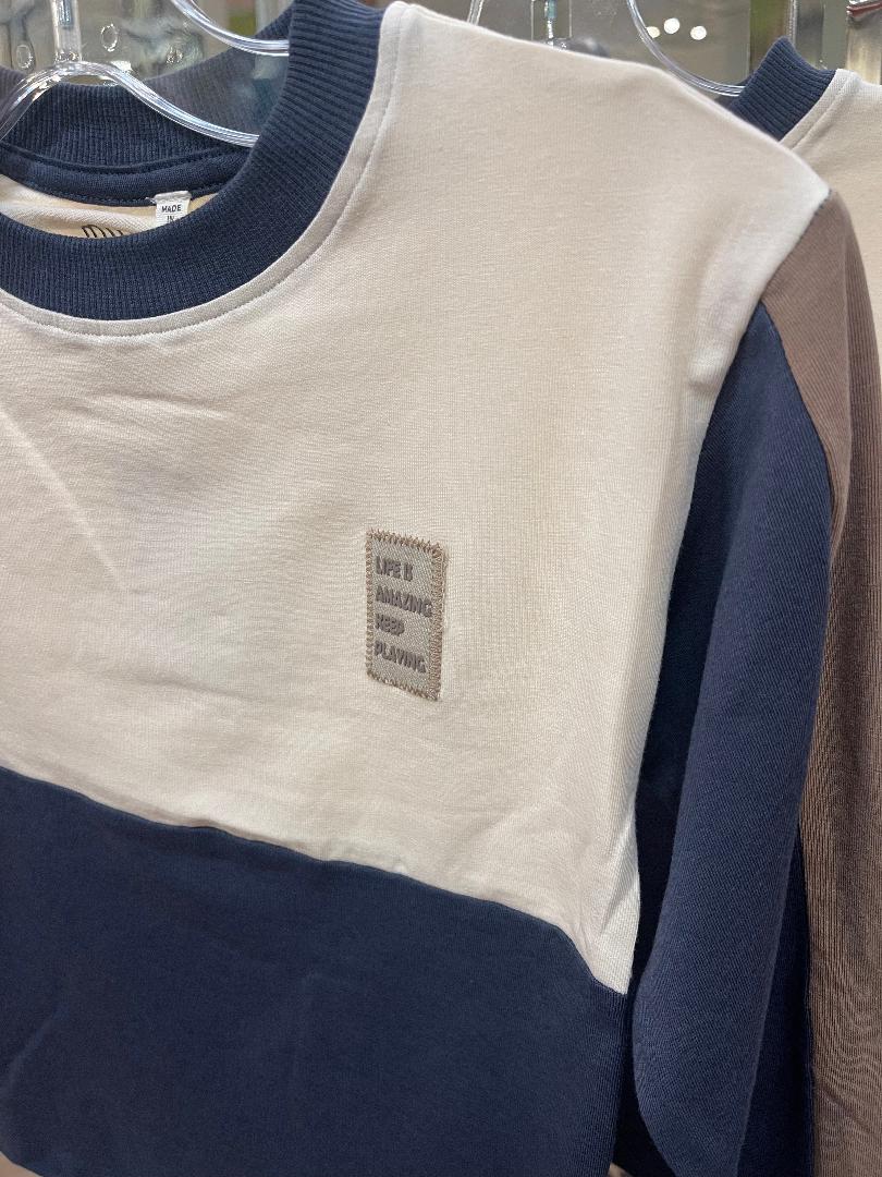 Minymo Parisian Night | Long Sleeve Colorblock T-Shirt