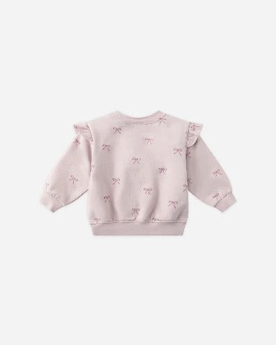 Quincy Mae Lilac Bows | Ruffle Fleece Sweatshirt + Sweatpant Set