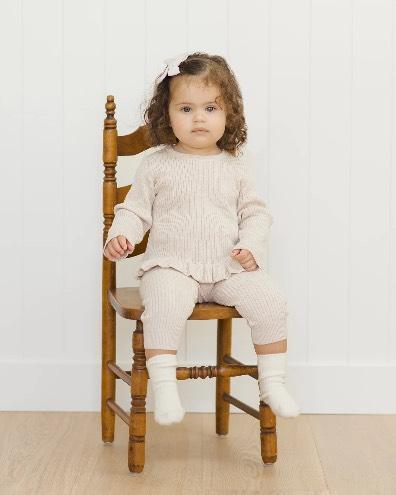 Quincy Mae Lilac | Rib Knit Peplum Top