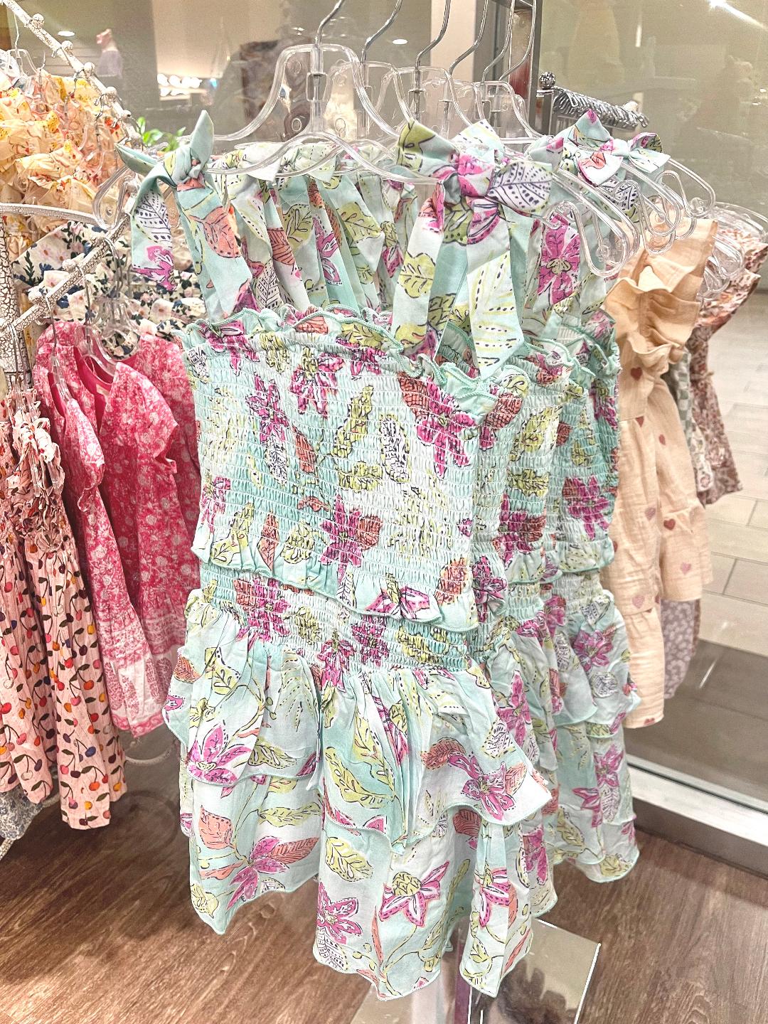 Hatley Beveled Glass | Distressed Floral Smocked Angel Dress