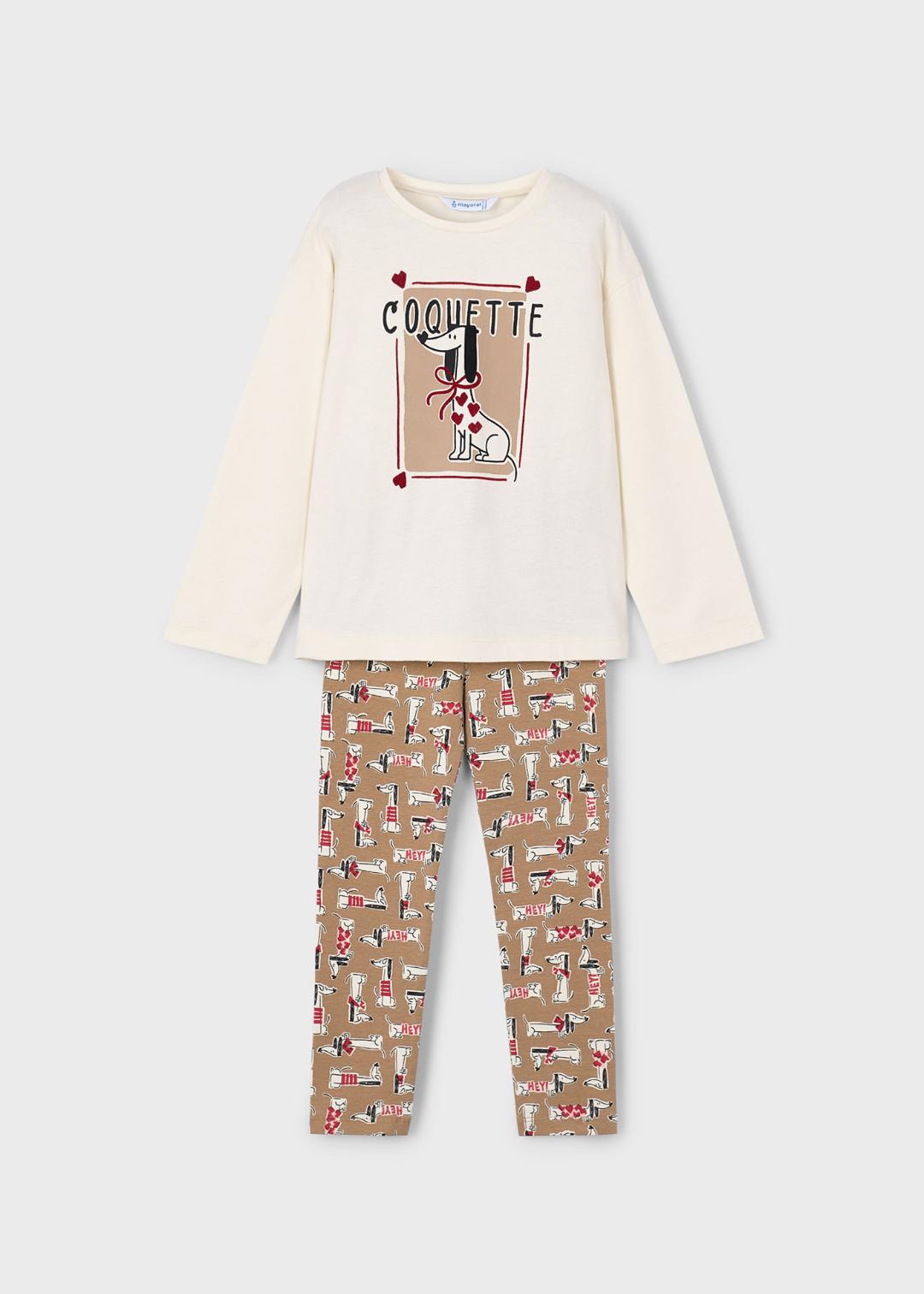 Mayoral Camel Rojo | Coquette Graphic Long Sleeve Shirt and Leggings Set