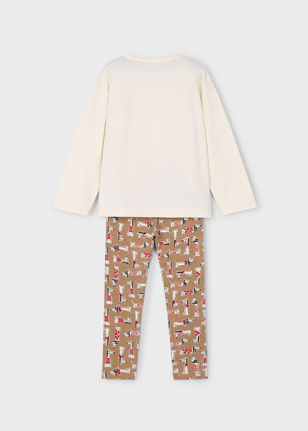 Mayoral Camel Rojo | Coquette Graphic Long Sleeve Shirt and Leggings Set