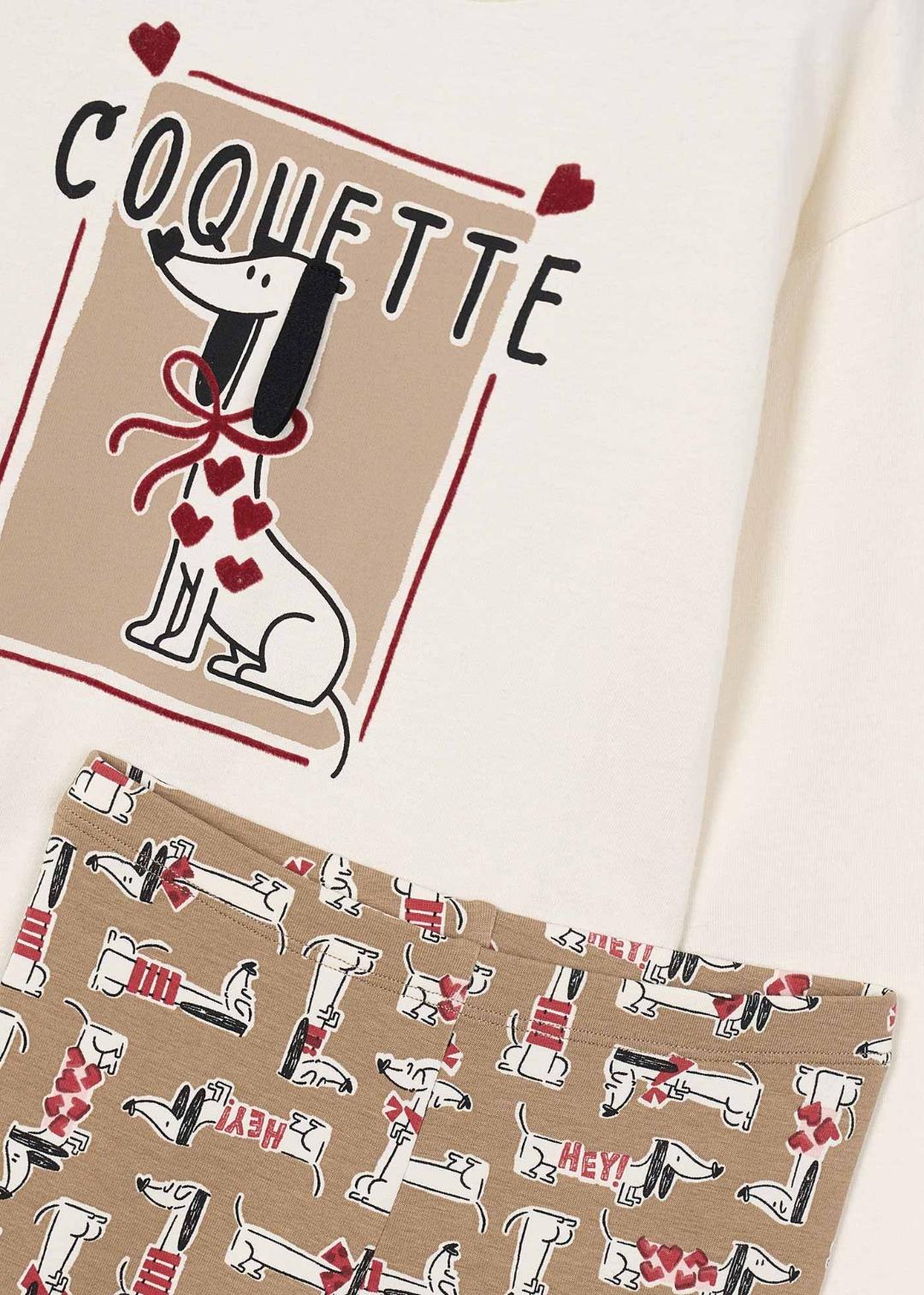 Mayoral Camel Rojo | Coquette Graphic Long Sleeve Shirt and Leggings Set