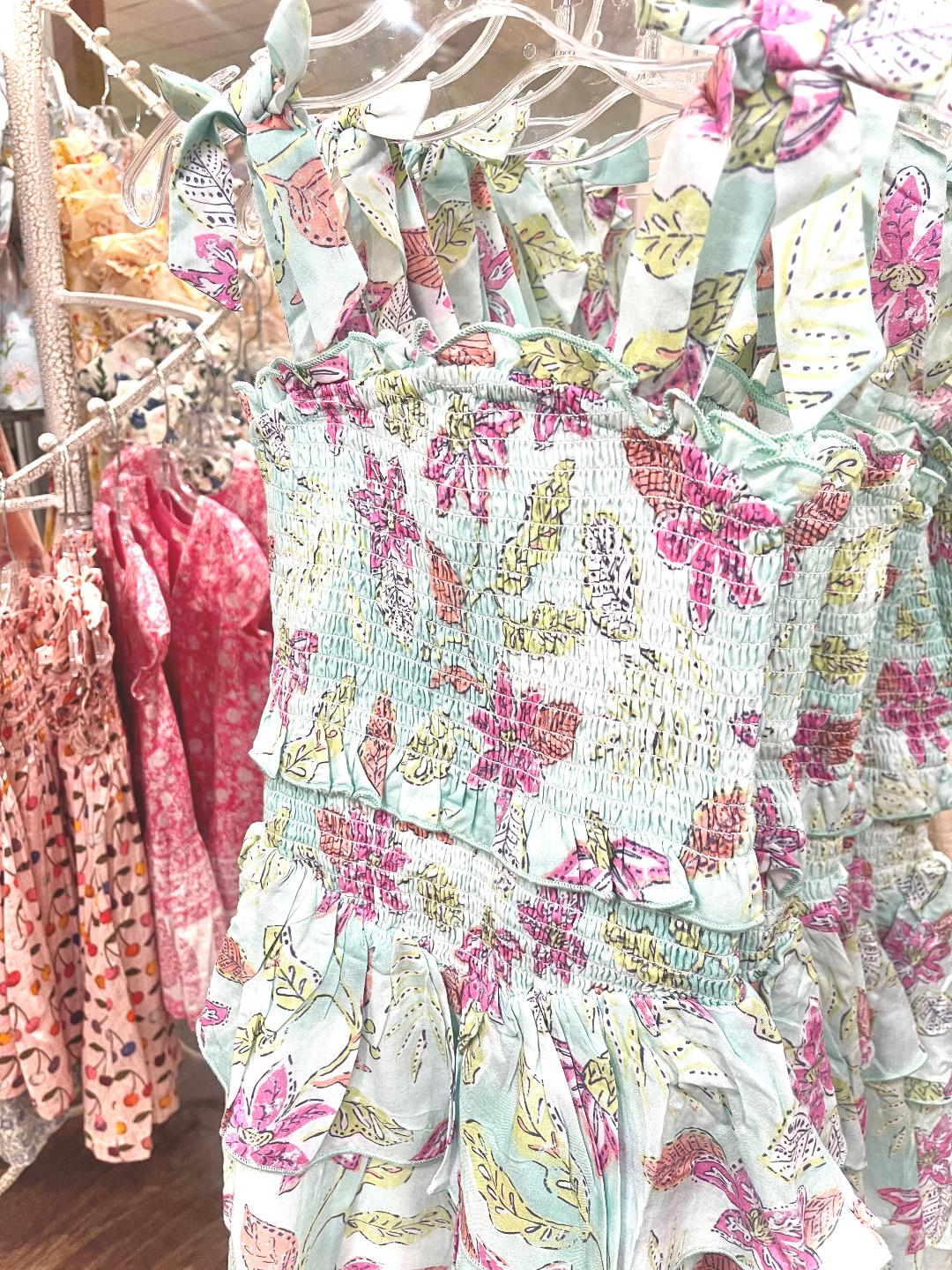 Hatley Beveled Glass | Distressed Floral Smocked Angel Dress
