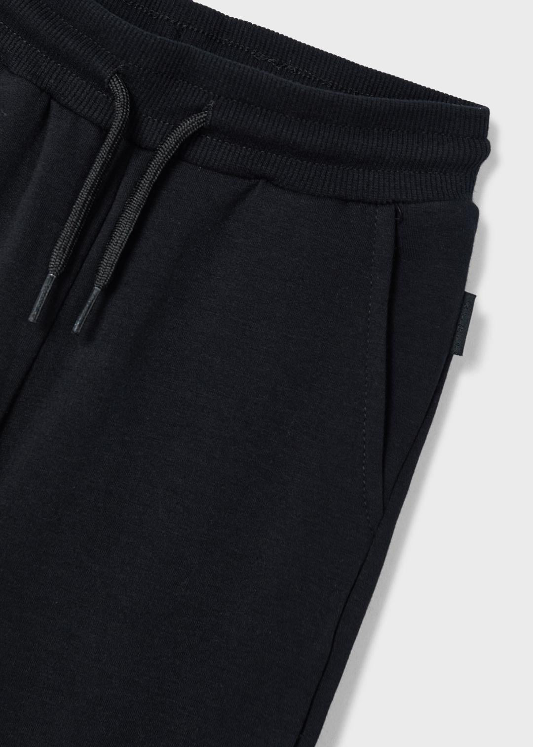 Mayoral Black | Basic Cuffed Fleece Trousers