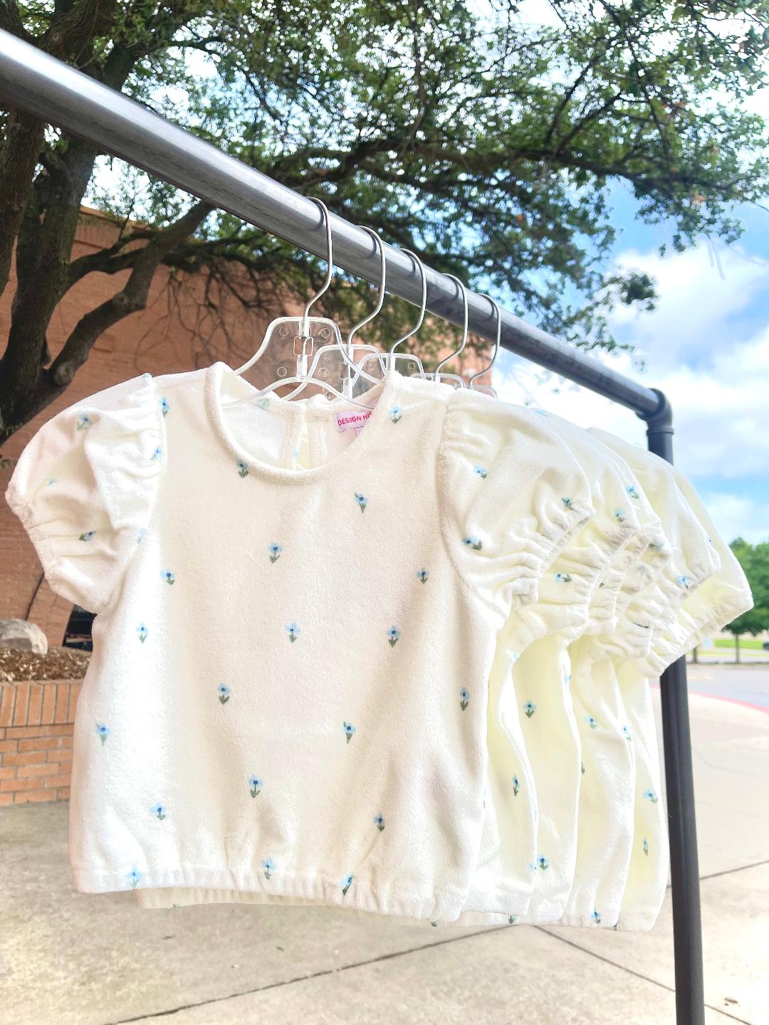 Design History Vanilla Combo | Floral Print Terry Cloth Short Sleeve Top