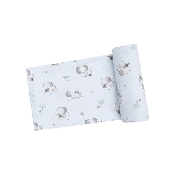 Angel Dear Gray Elephants | Blue Swaddle Blanket