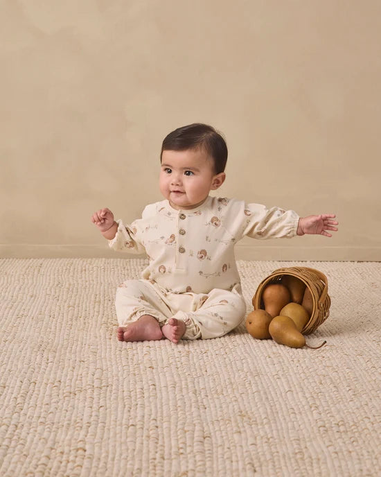 Quincy Mae Natural Turkey | Henley Bubble Jumpsuit