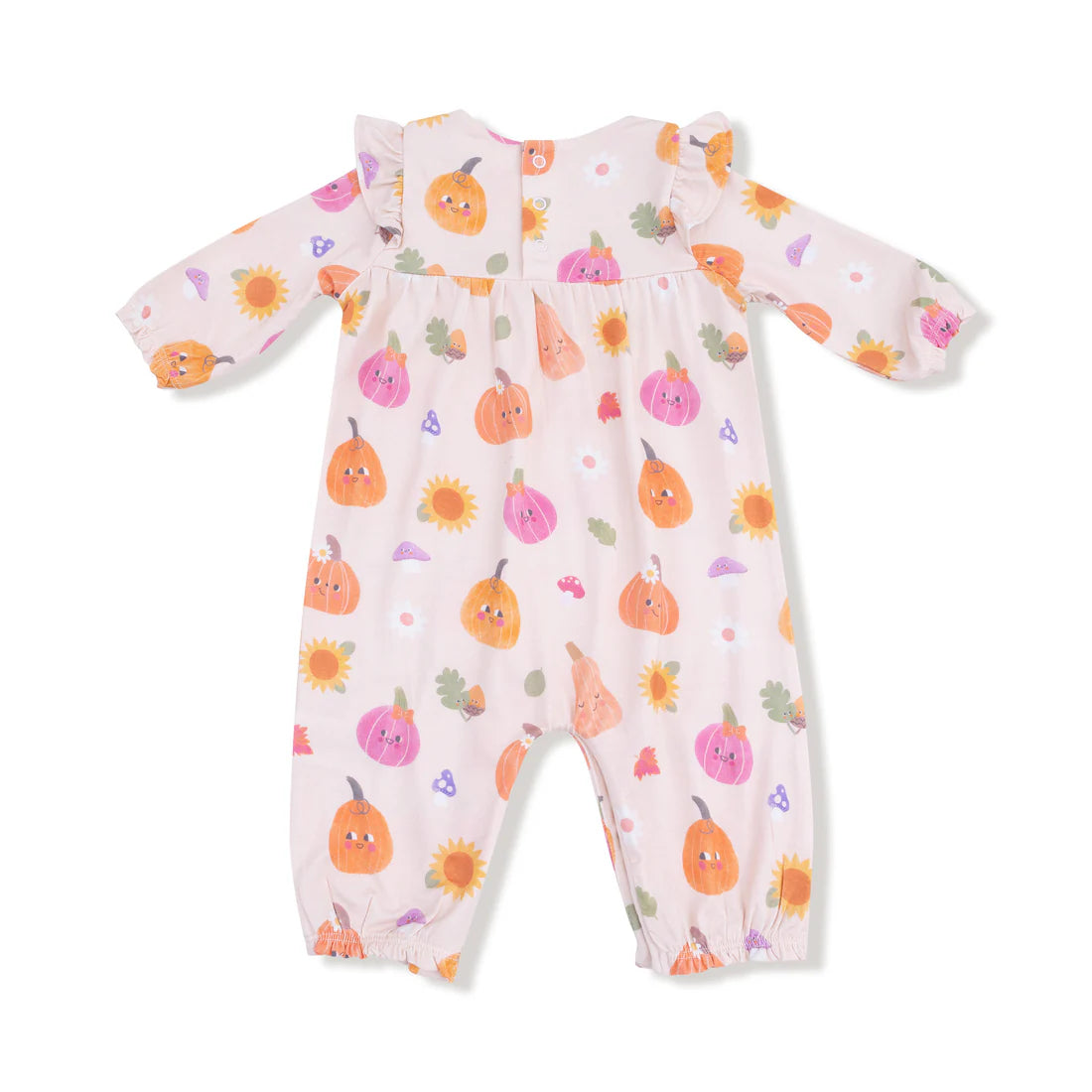 Angel Dear Pink Autumn Pumpkins | Ruffle Sleeve Romper
