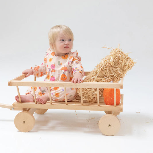 Angel Dear Pink Autumn Pumpkins | Ruffle Sleeve Romper