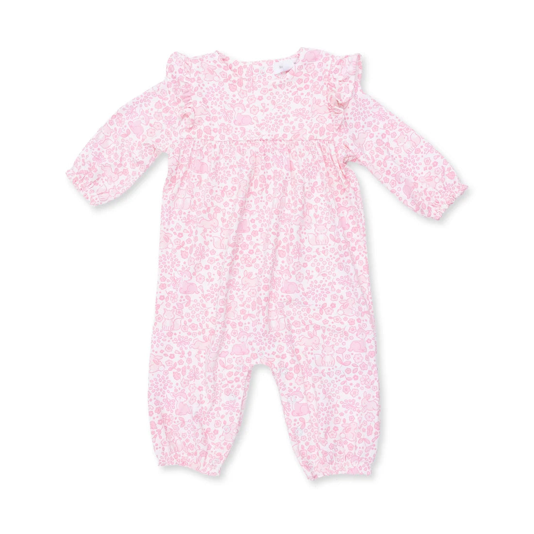 Angel Dear Ivory Pink | Baby Woodland Ruffle Sleeve Snap Romper