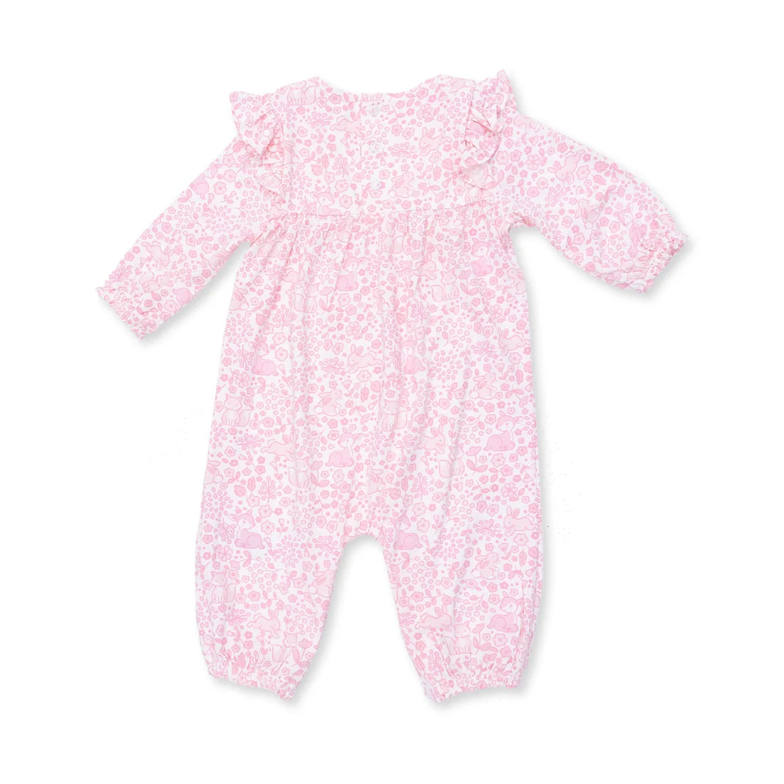 Angel Dear Ivory Pink | Baby Woodland Ruffle Sleeve Snap Romper