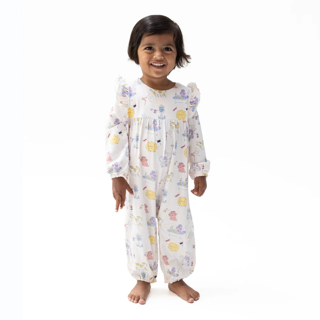 Angel Dear Pink | Spa Dogs Ruffle Sleeve Snap Romper