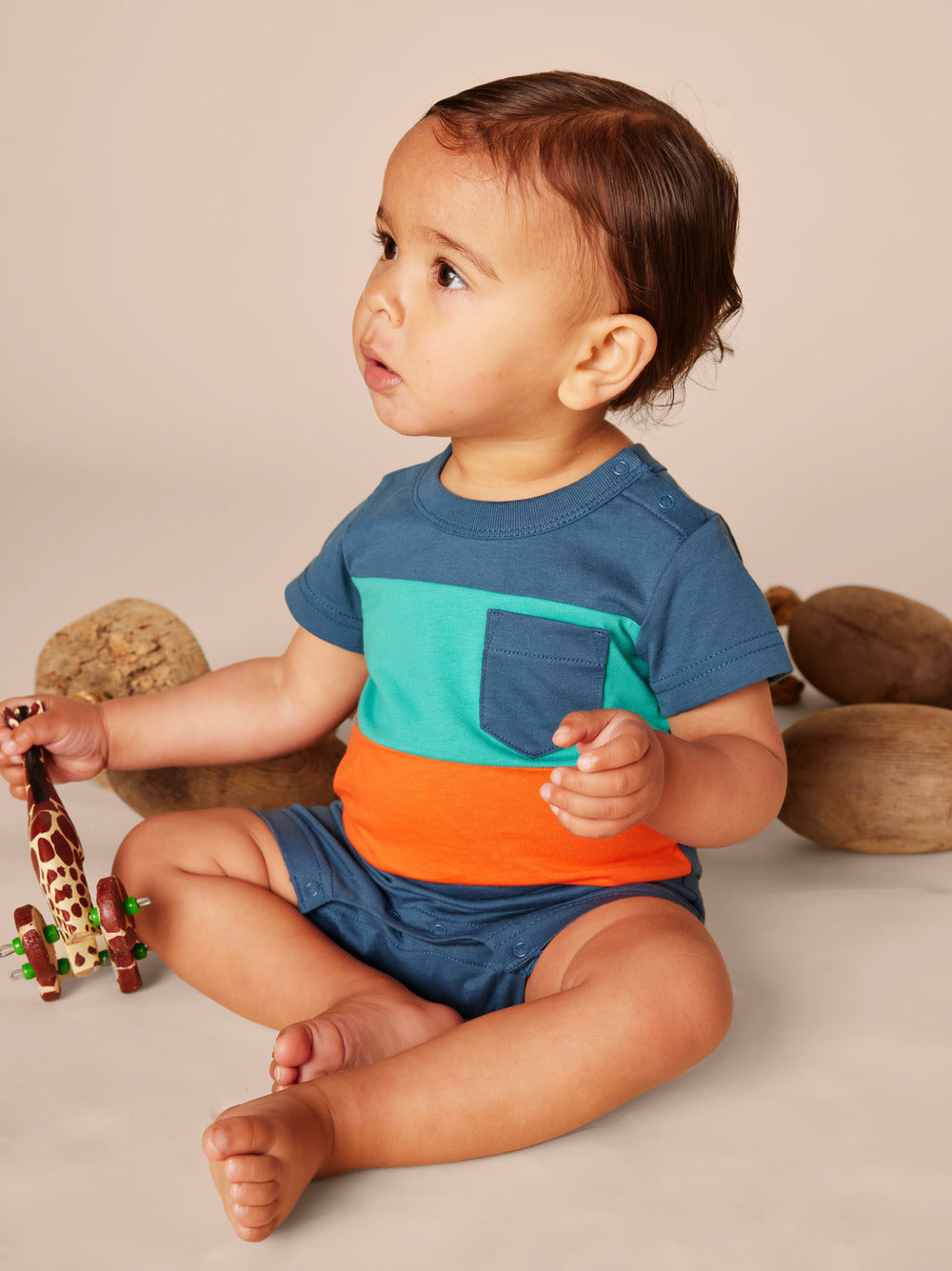 Tea Indian Teal | Pop Pocket Romper