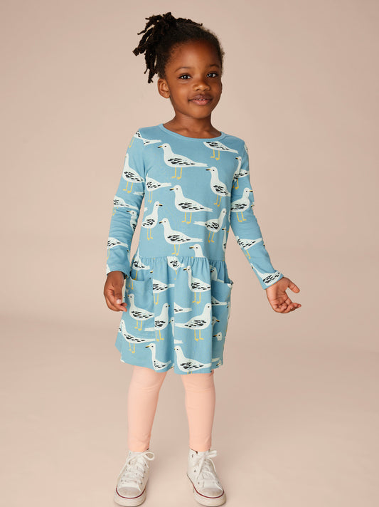 Tea Squabble of Seagulls | Long Sleeve Pocket Dress