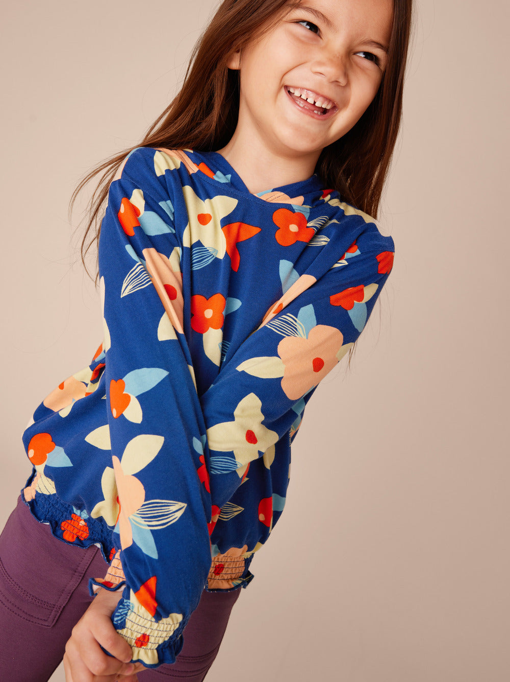 Tea Turkish Coastal Floral | Printed Smocked Hoodie