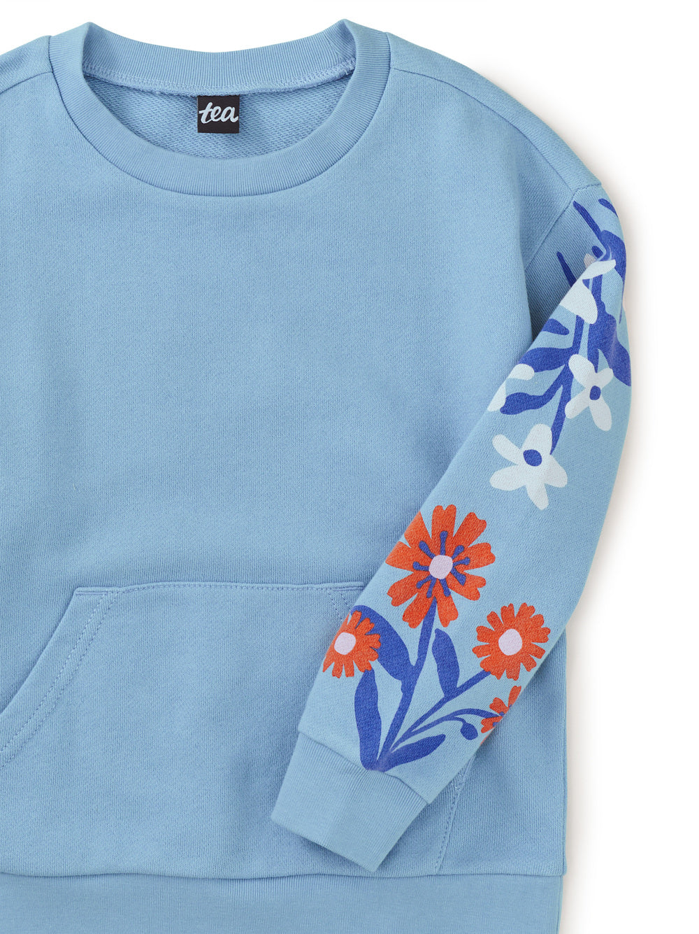 Tea Scenic Blue | Floral Sleeve Kanga Popover