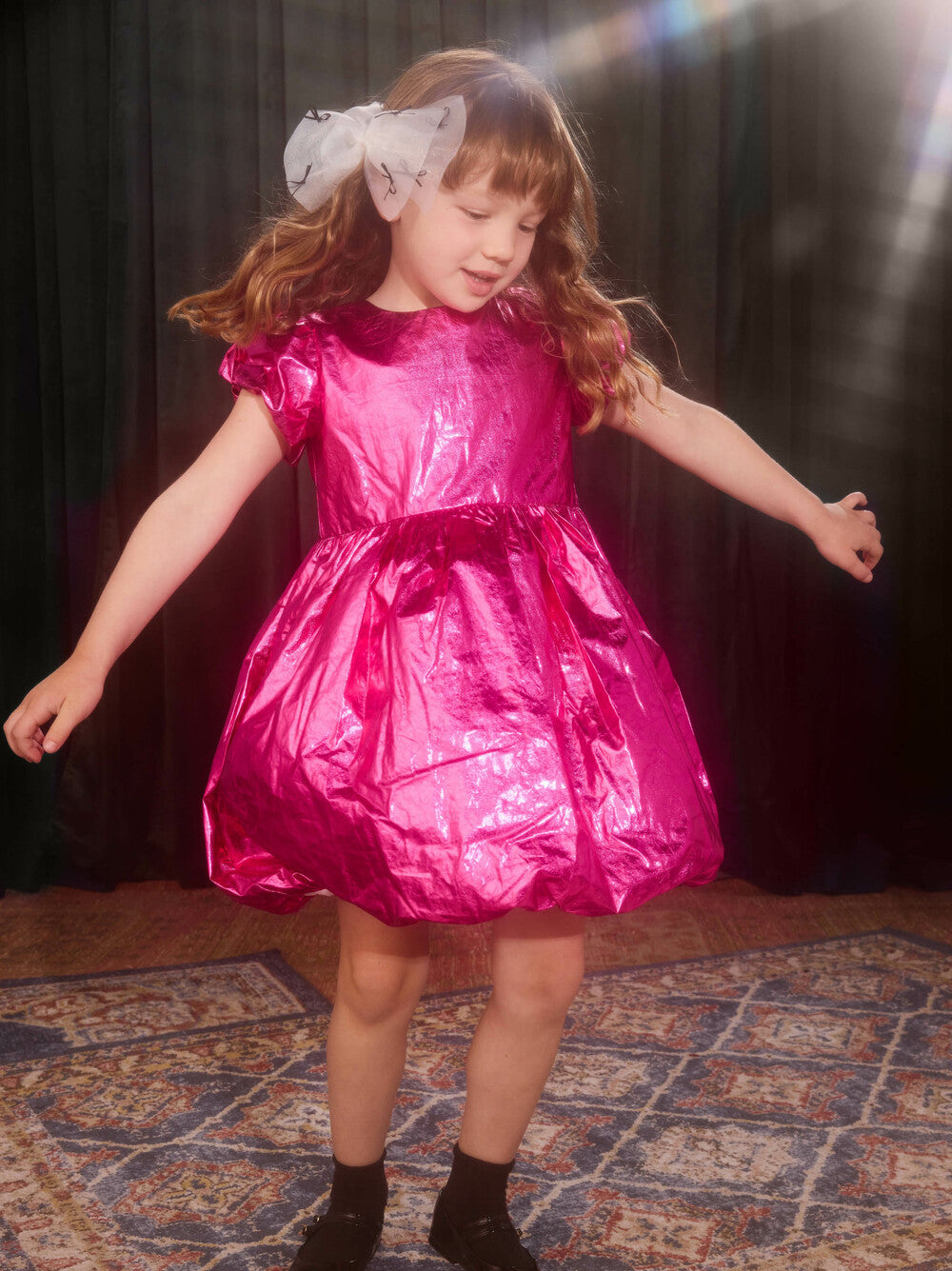 Tea Metallic Pink | Balloon Skirted Dress