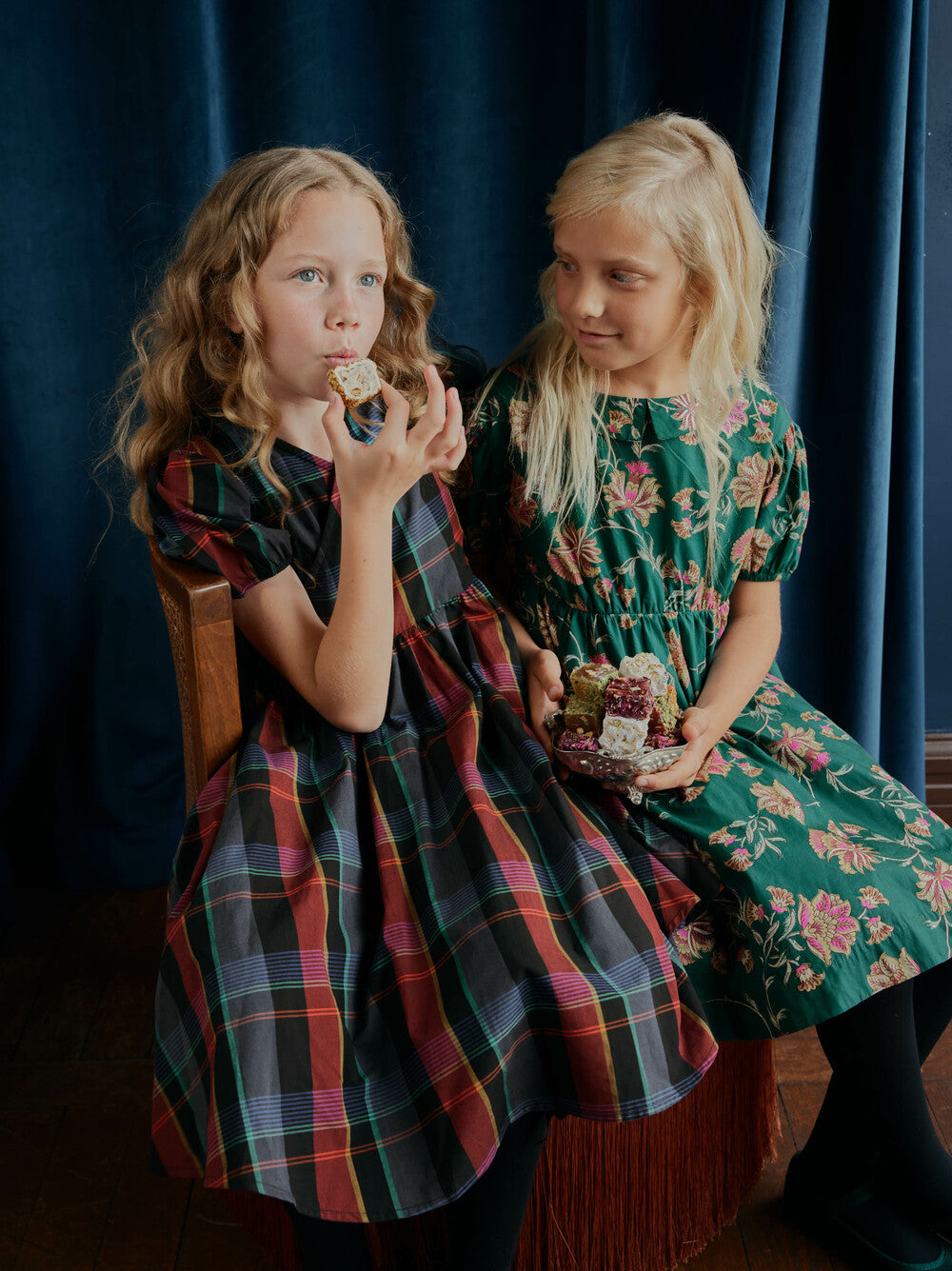 Tea Family Plaid | Tie Wrap Neck Dress