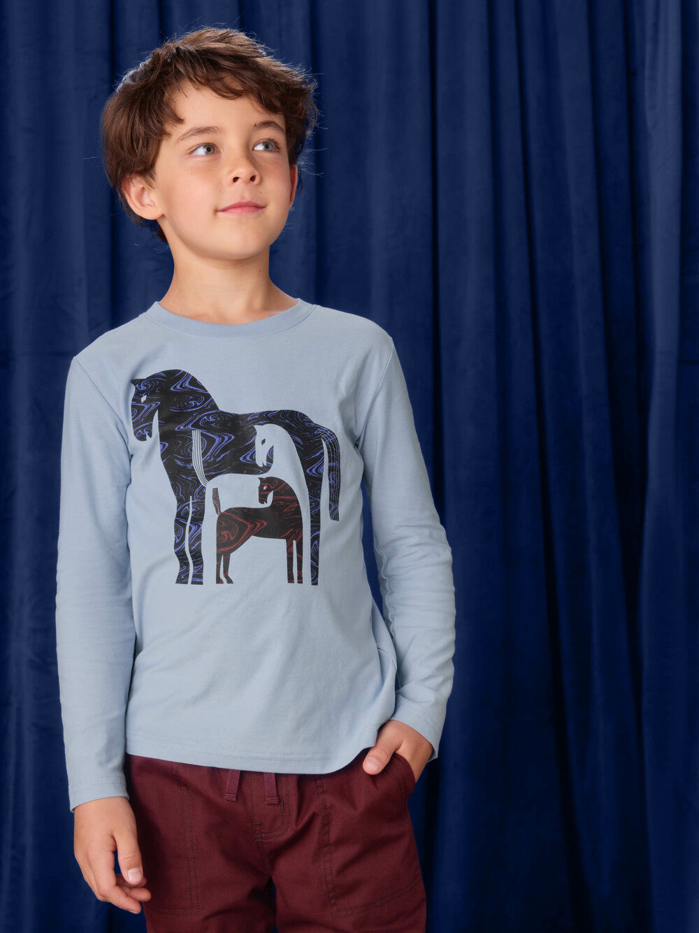 Tea Scenic Blue | Marbled Horses Graphic Tee