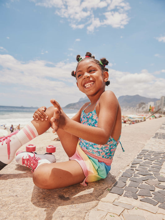 Tea Orchid Ditsy | Cross Back One-Piece Swimsuit