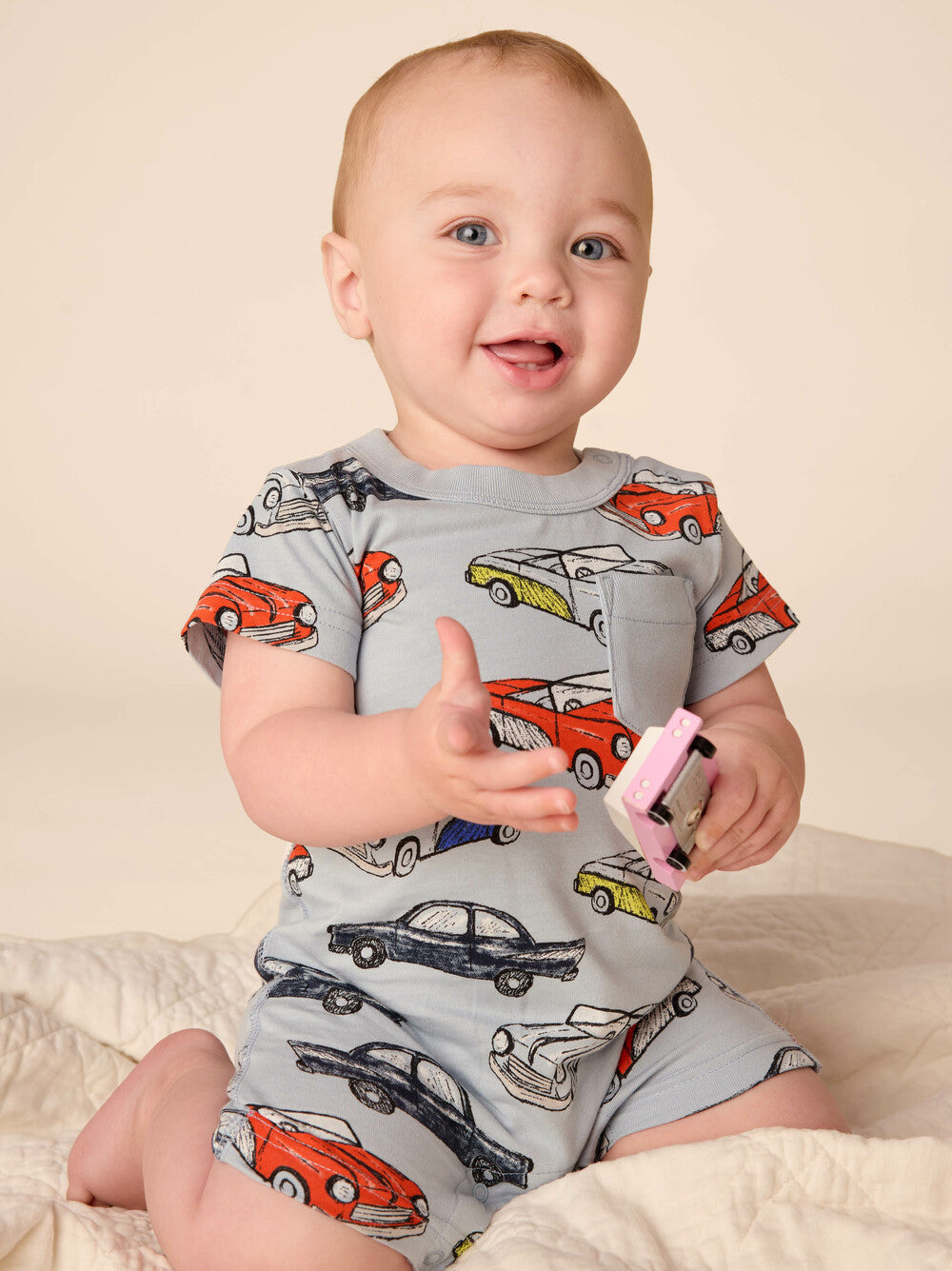 Tea Cuban Cars | Pocket Shortie Romper